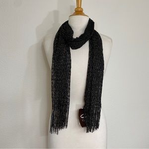 NWT New Cajon Metallic Black Gold Weave Scarf Bohemian Travel Vacation Retro